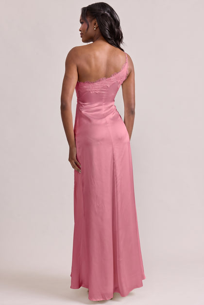 Taylor Satin + Lace Dress | Raspberry
