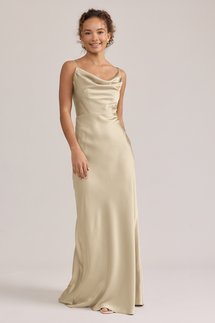 Tess Satin Dress | Gold Champagne