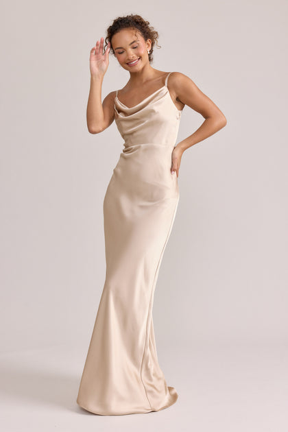 Model: Erica; Size: Small; Color: Gold Champagne