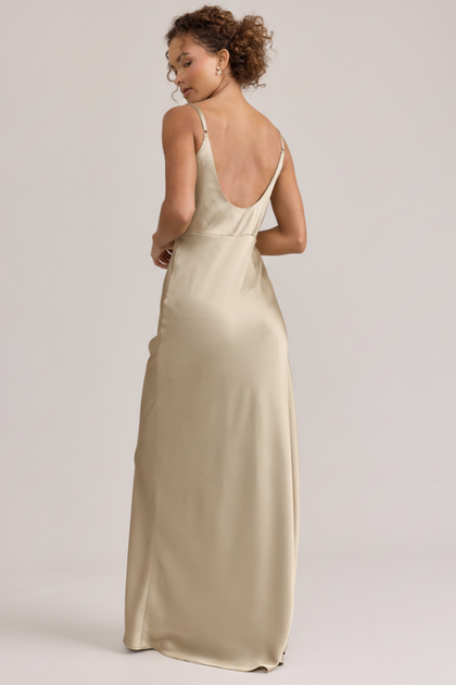 Tess Satin Dress | Gold Champagne