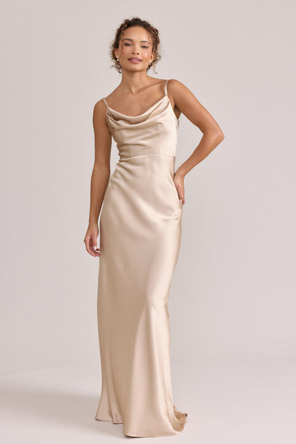 Model: Erica; Size: Small; Color: Gold Champagne