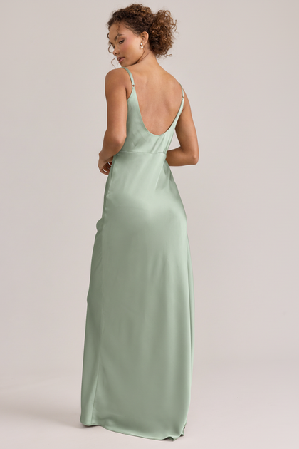 Tess Satin Dress | Sage