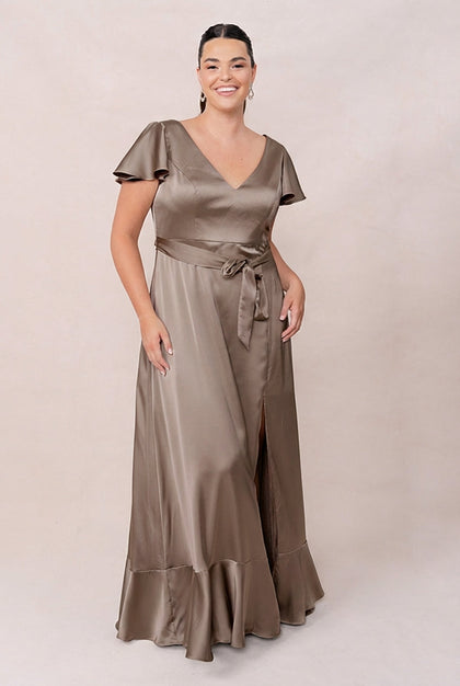 Thalia Satin Dress | Made To Order | Truffle