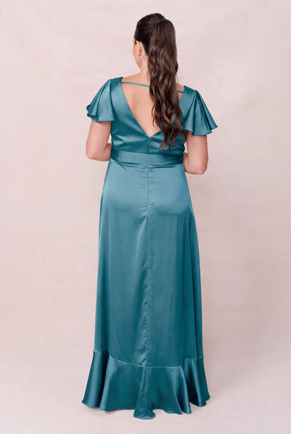 Thalia Satin Dress | Made To Order | Turquoise