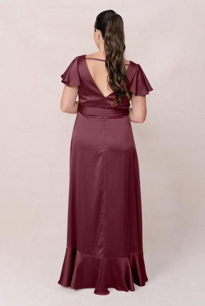 Thalia Satin Dress | Made To Order | Cabernet