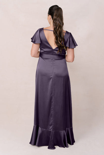 Thalia Satin Dress | Made To Order | Eggplant