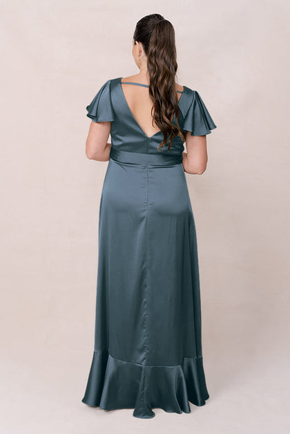 Thalia Satin Dress | Made To Order | Eucalyptus