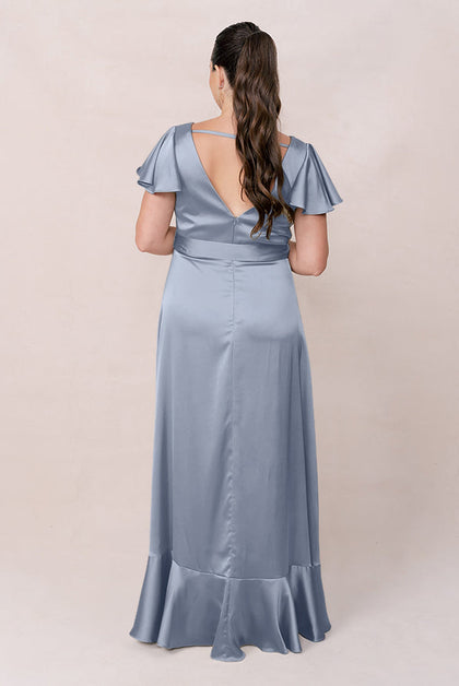 Thalia Satin Dress | Made To Order | French Blue
