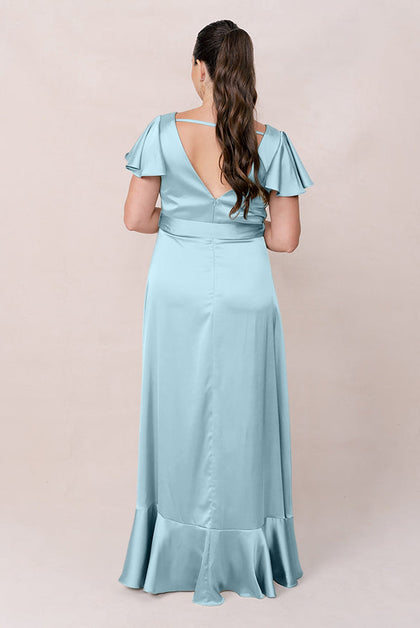 Thalia Satin Dress | Made To Order | Light Blue