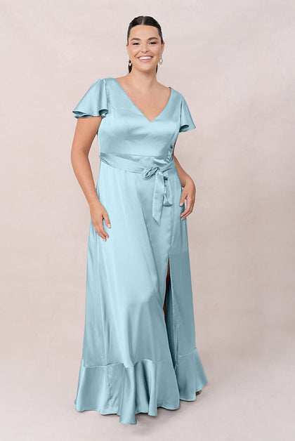Thalia Satin Dress | Made To Order | Light Blue