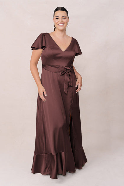 Thalia Satin Dress | Mahogany