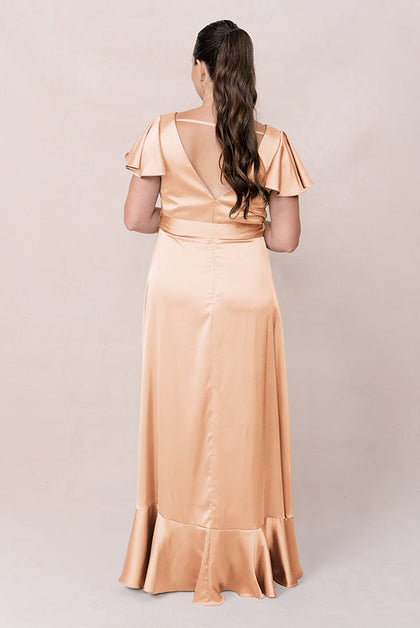 Thalia Satin Dress | Made To Order | Peach