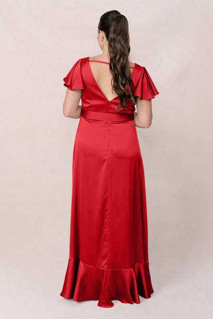 Thalia Satin Dress | Made To Order | Poppy Red