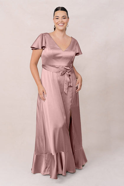 Thalia Satin Dress | Made To Order | Rose Quartz