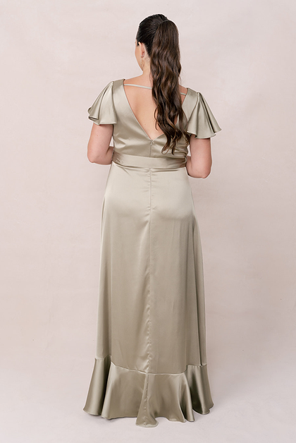Thalia Satin Dress | Made To Order | Silver Sage