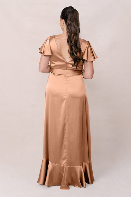Thalia Satin Dress | Made To Order | Toffee