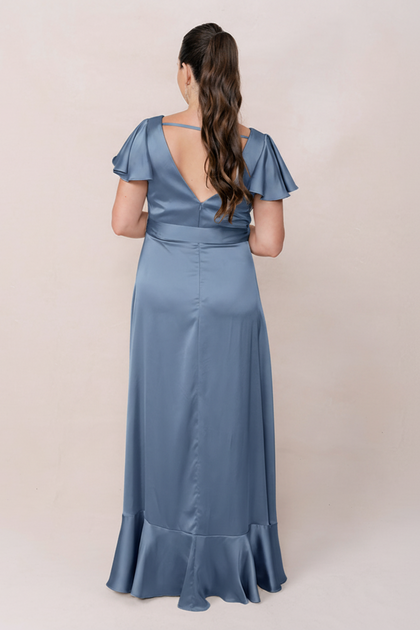 Thalia Satin Dress | Made To Order | True Blue