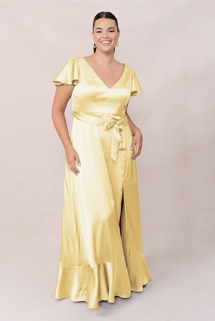 Thalia Satin Dress | Made To Order | Yellow