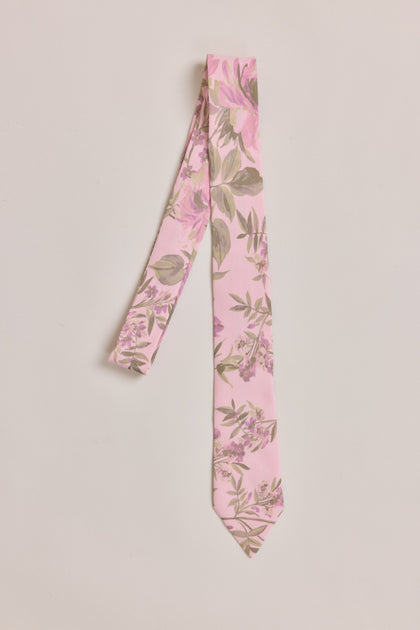 Chiffon Floral Print Tie | Made To Order | Perfect Pink Meadow Blooms