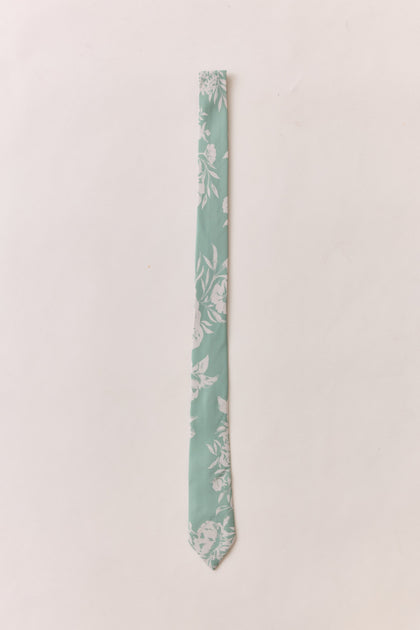 Chiffon Floral Print Tie | Made To Order | Sage and Champagne Bouquet