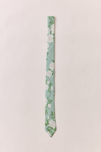 Chiffon Floral Print Tie | Made To Order | Sage Multi Bouquet