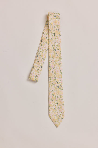 Chiffon Floral Print Tie | Made To Order | Yellow Posey