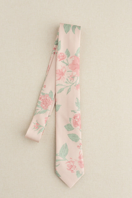 Satin Floral Print Tie | Made To Order | Blushing Bride Bouquet