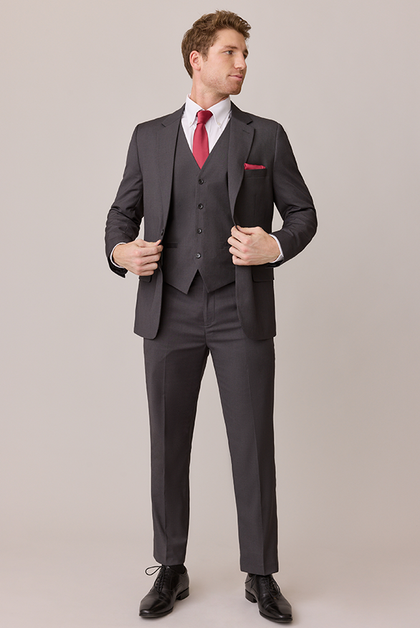 Color: Berry, Pictured with Charcoal Suit