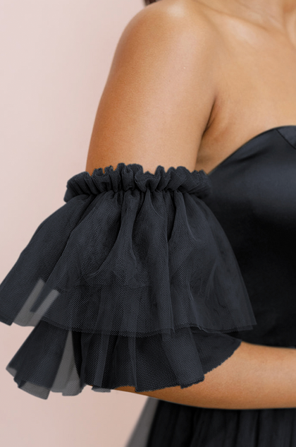 Tulle Tiered Poof Sleeves | Made To Order | Black