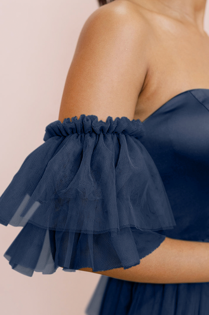 Tulle Tiered Poof Sleeves | Made To Order | Navy