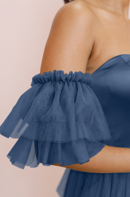 Tulle Tiered Poof Sleeves | Made To Order | Romantic Blue