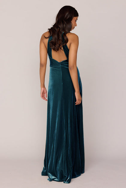 Tori Velvet Dress | Made To Order | Desert Blue