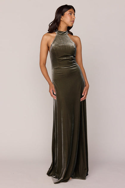 Tori Velvet Dress | Made To Order | Olive
