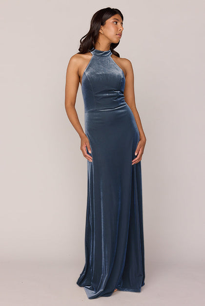 Tori Velvet Dress | Made To Order | Indie Blue