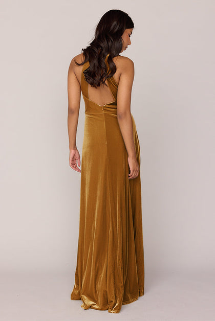 Tori Velvet Dress | Made To Order | Mustard