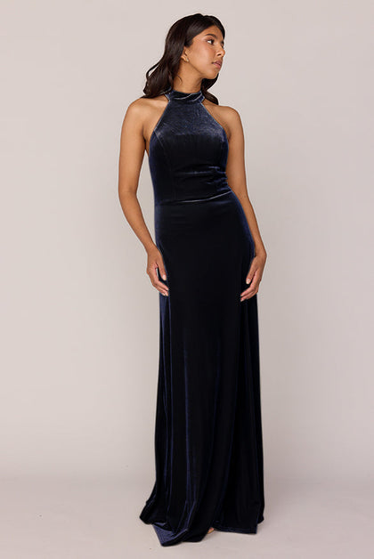 Tori Velvet Dress | Made To Order | Navy Blue
