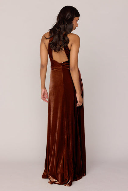 Tori Velvet Dress | Made To Order | Rust
