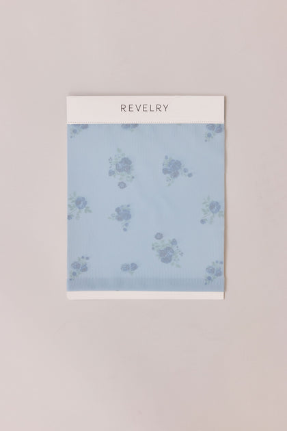 Tulle Floral Print Mega Swatch | Sky Blue Petit Rose
