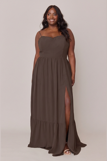 Valentina Chiffon Dress | Made To Order | Espresso