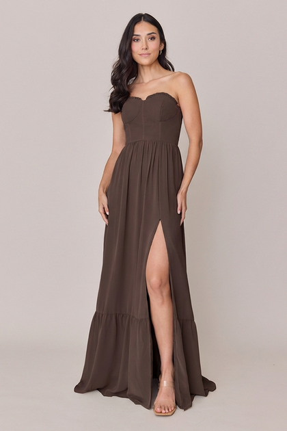 Valentina Chiffon Dress | Made To Order | Espresso