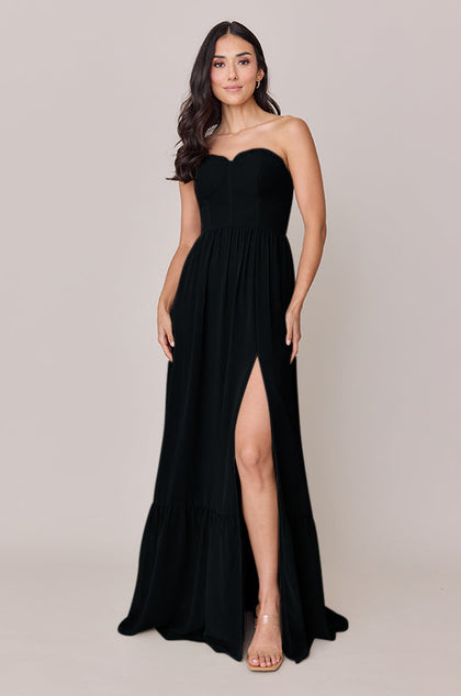 Valentina Chiffon Dress | Made To Order | Black