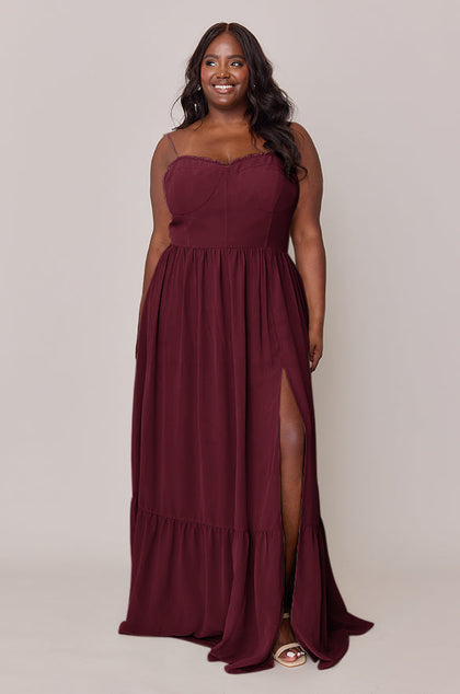 Valentina Chiffon Dress | Made To Order | Cabernet