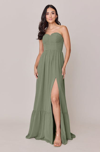 Valentina Chiffon Dress | Made To Order | Moss