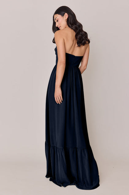 Valentina Chiffon Dress | Made To Order | Navy Blue