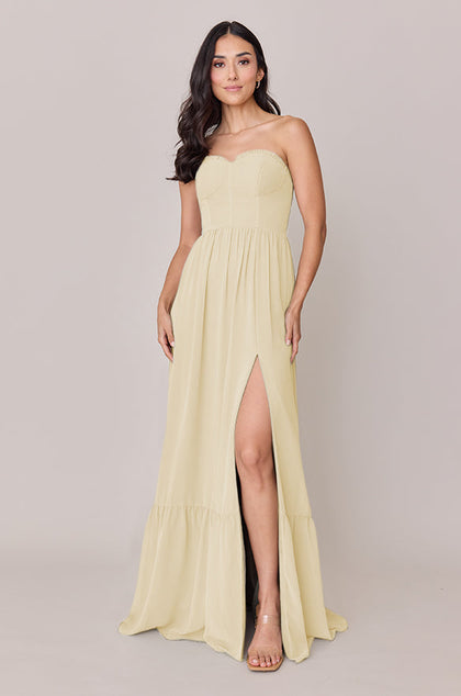 Valentina Chiffon Dress | Made To Order | Pale Yellow
