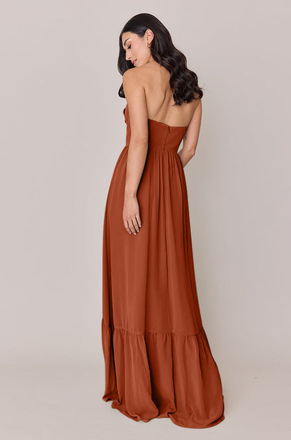Valentina Chiffon Dress | Made To Order | Rust Orange