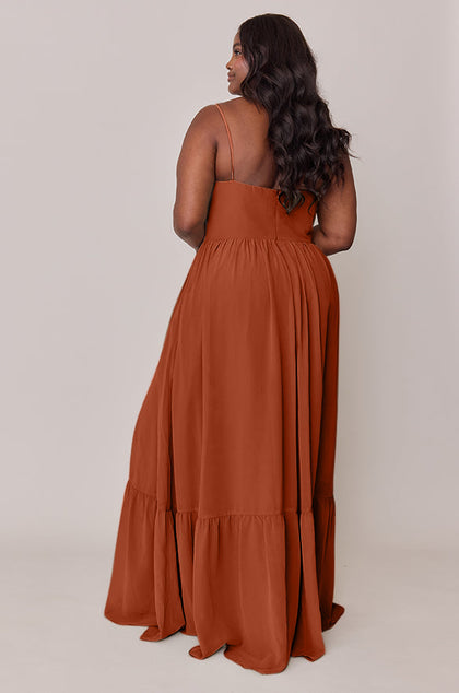 Valentina Chiffon Dress | Made To Order | Rust Orange