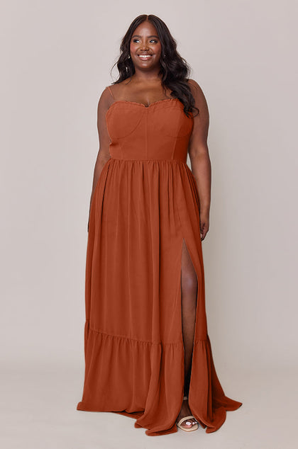 Valentina Chiffon Dress | Made To Order | Rust Orange