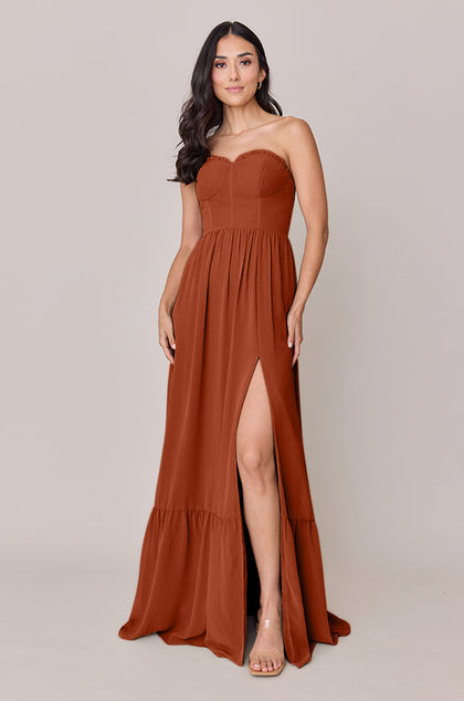 Valentina Chiffon Dress | Made To Order | Rust Orange