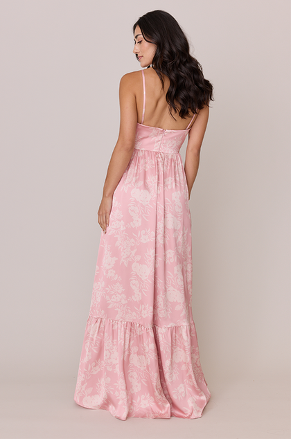 Valentina Satin Floral Print Dress | Made To Order | Blush Bouquet
